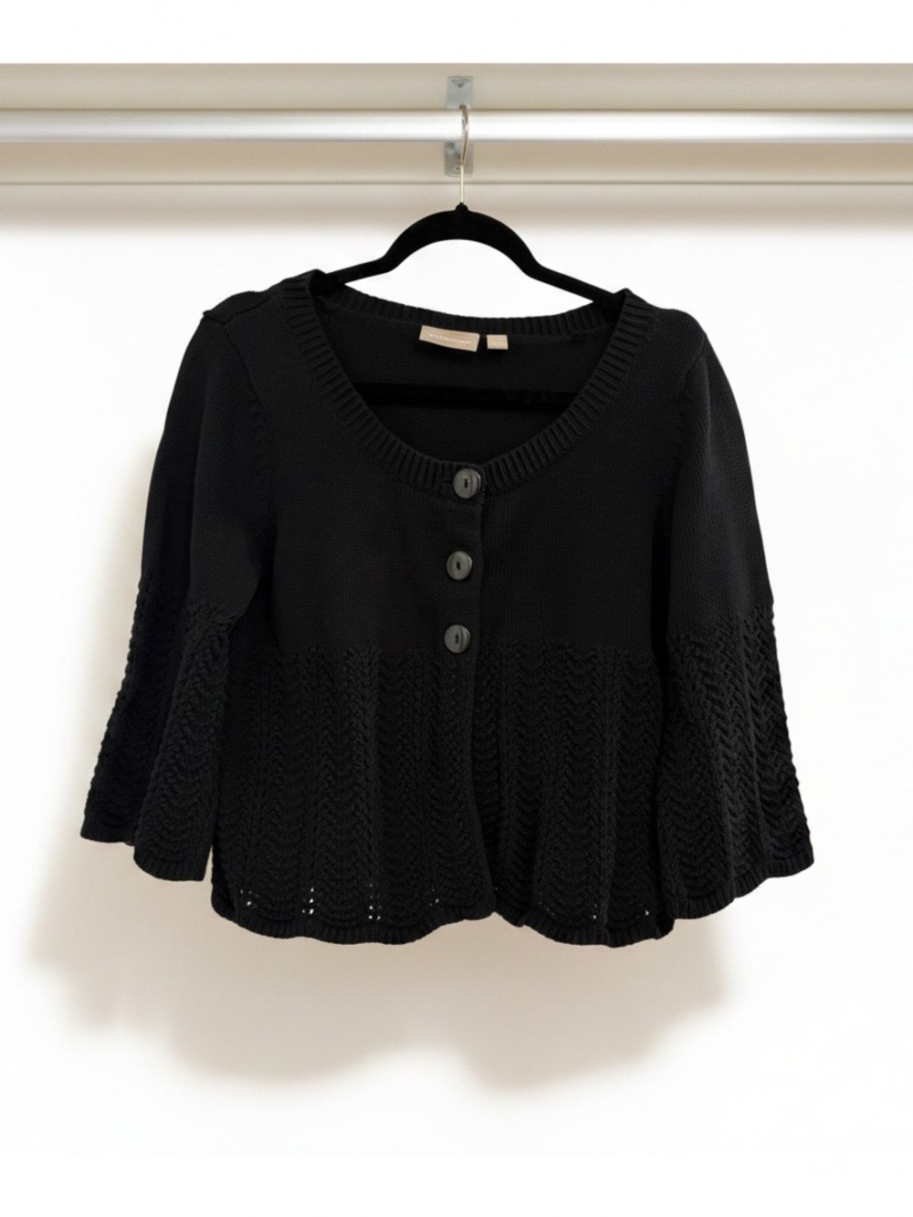 croft & barrow Black Three-Button Knit Cardigan